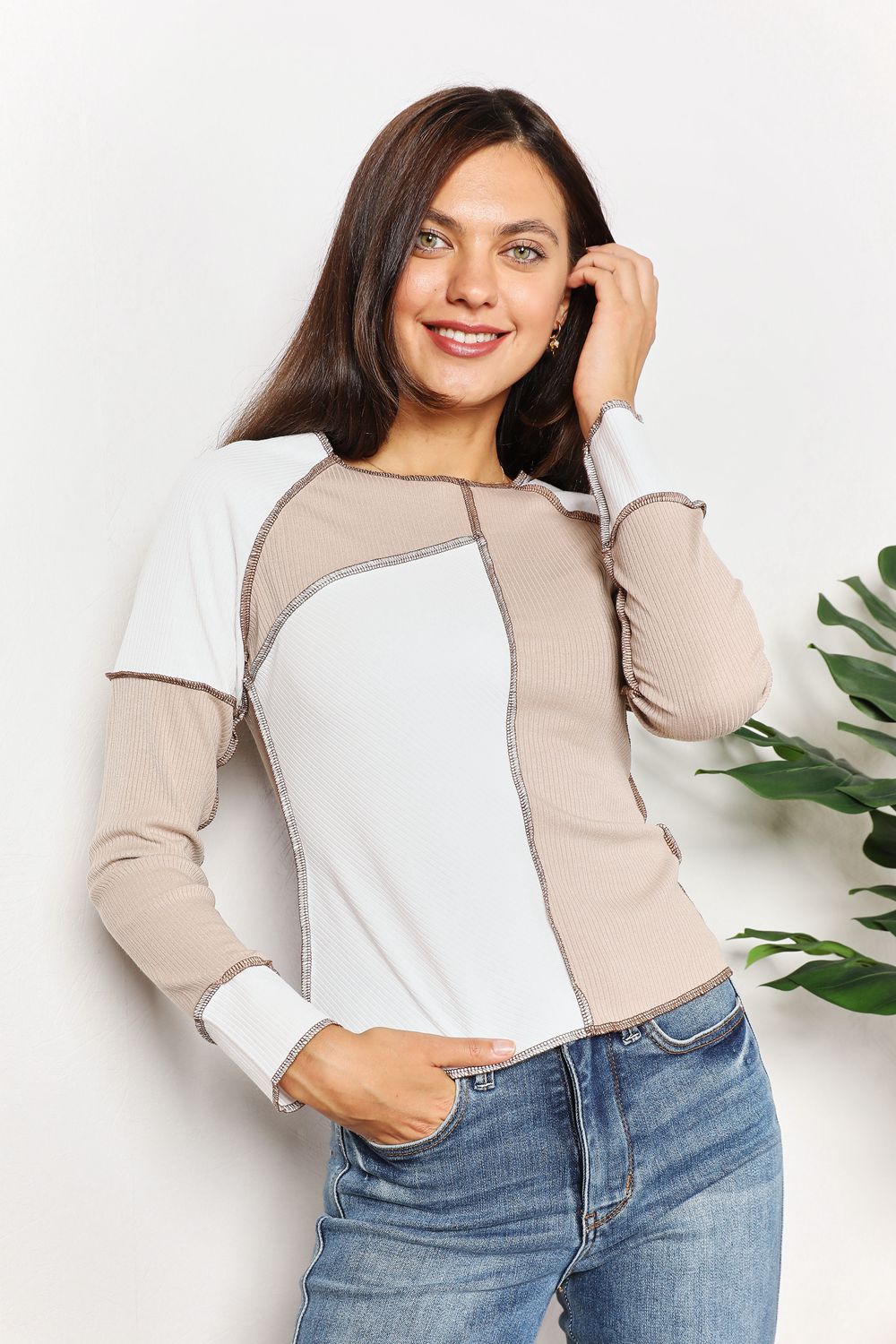 Double Take Color Block Exposed Seam Top - Create the impossible