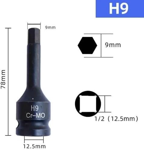 ya 14 9.20 baidi New 1/2 Inch Impact Hex Socket Bit 78mm Long H4-H14 Allen Key Wrench 1PC-1