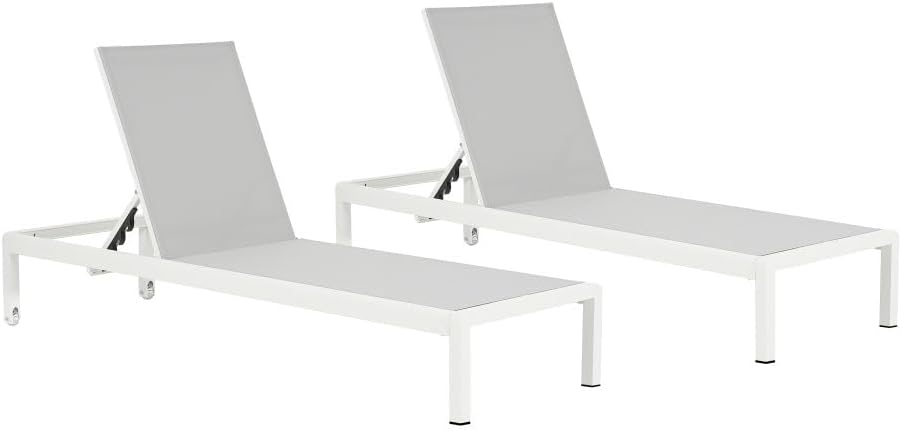 ya 28 10.13 baidi 2-Piece White Chaise Set - Aluminum Adjustable, 400lbs Capacity
