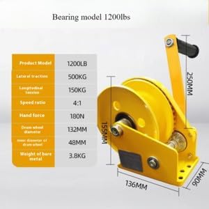 ya 28 10.13 baidi Hand Crank Two-way Self-locking Manual Winch Household Small Portable Traction-12