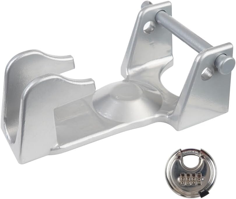 ya 5 8.24 baidi TL-50 Gooseneck Padlock with Combination Lock for RV Livestock Loading Trailers Silver
