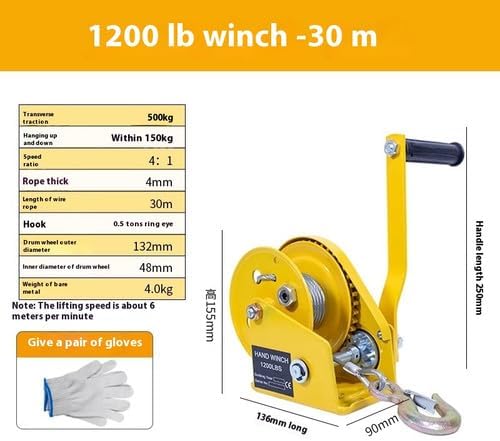 ya 14 9.20 zhengce 1200LBS Self-locking hand winch Stainless steel Boat windlas truck lifting-3