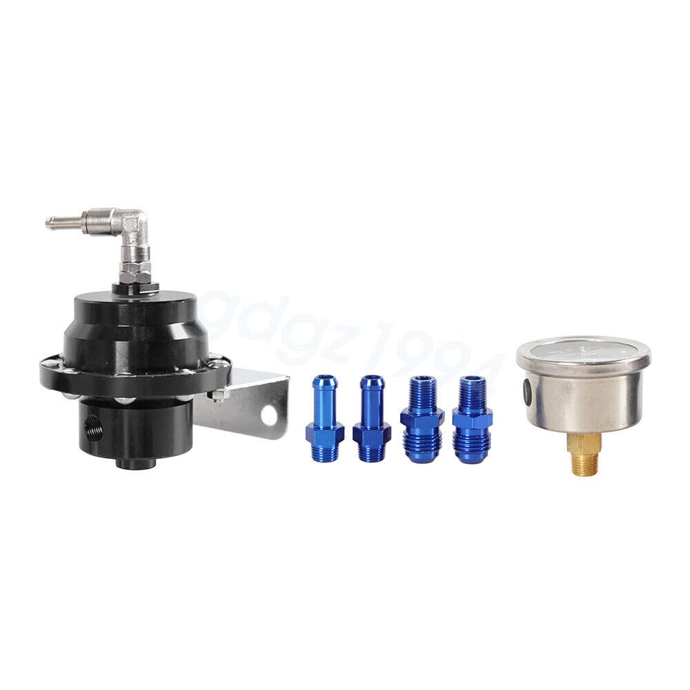 ya 2 8.15 Black Universal Adjustable Car Fuel Pressure Regulator & Oil Gauge Kit 0-160 PSI