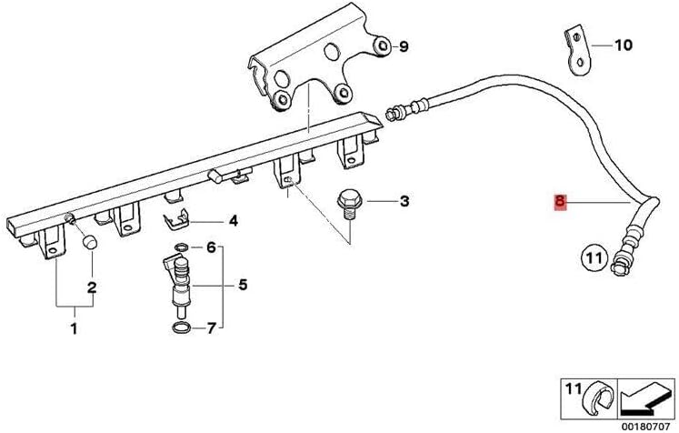ya 10 9.16 baidi 13537560586 Fuel Hose Inlet to Fuel Rail for BMW 1 3 Series E82 E87 E88 E90 E91