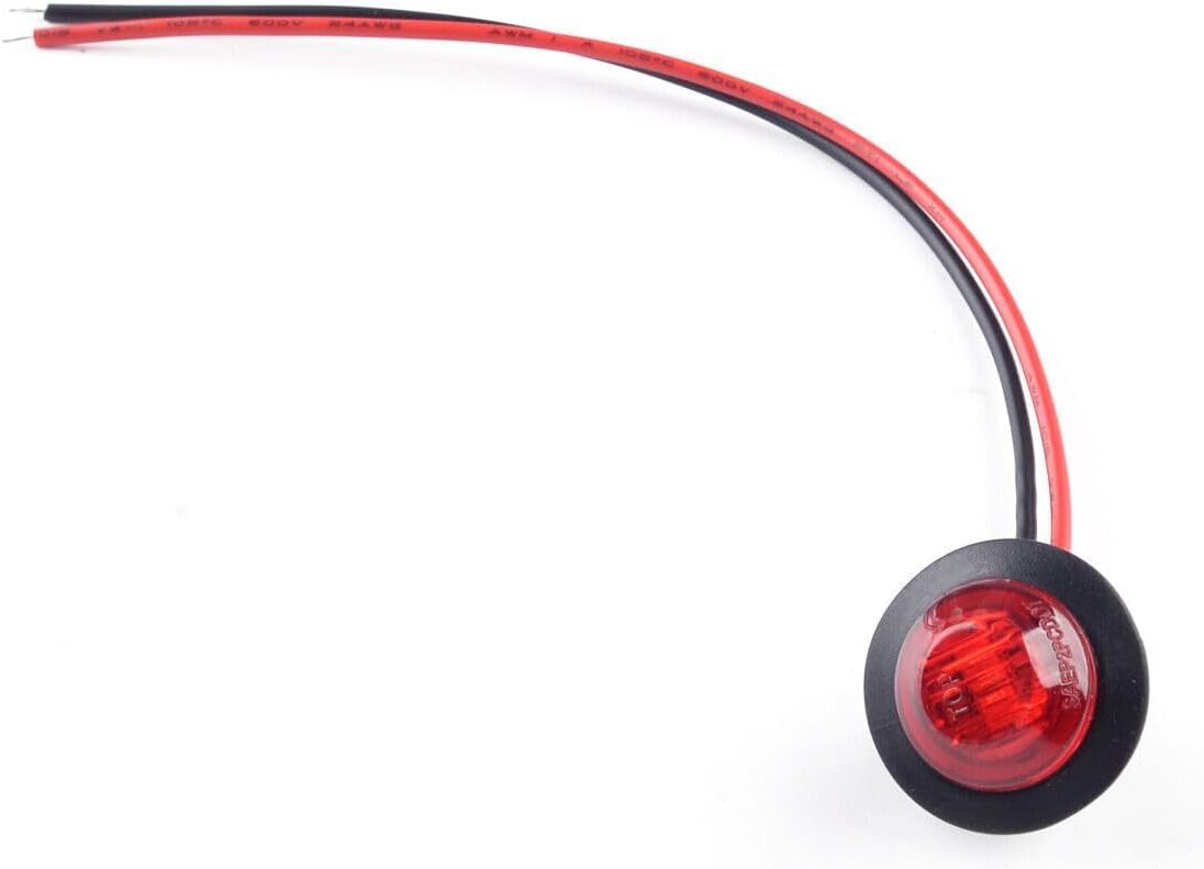ya 4 8.14 10x 3/4 Red Round Side Marker Indicator LED Button Lights Truck Trailer @