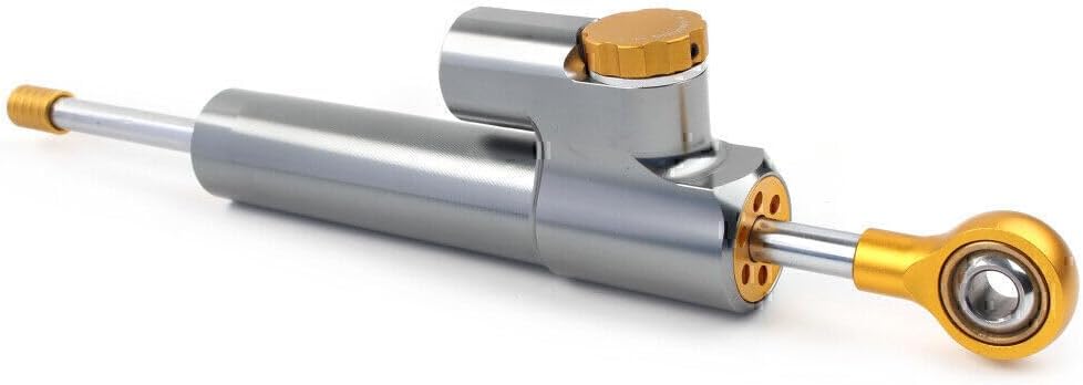 ya 4 8.14 9.4 inch Motorcycle Adjustable Steering Damper Gray Gold Universal