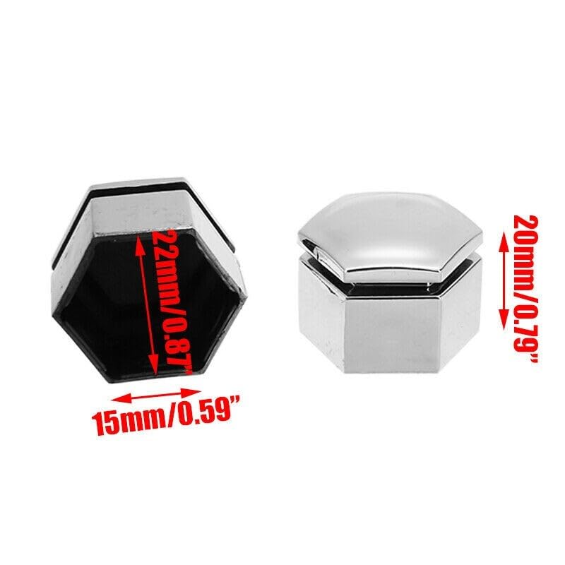 ya 13 9.15 baidi 20x 22MM Car Wheel HEX Nut Bolt Cap Cover+Removal Chrome Tool