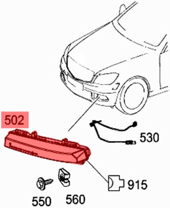 ya 4 8.14 Daytime Running Lights Fog Lights Left Driver LH Fits Mercedes 2012-2015 W204 C63