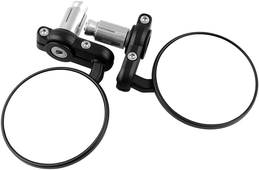 ya 2 8.15 Folding Bar End Motorcycle Mirrors - Aluminum Black - Right and Left Cafe Racer