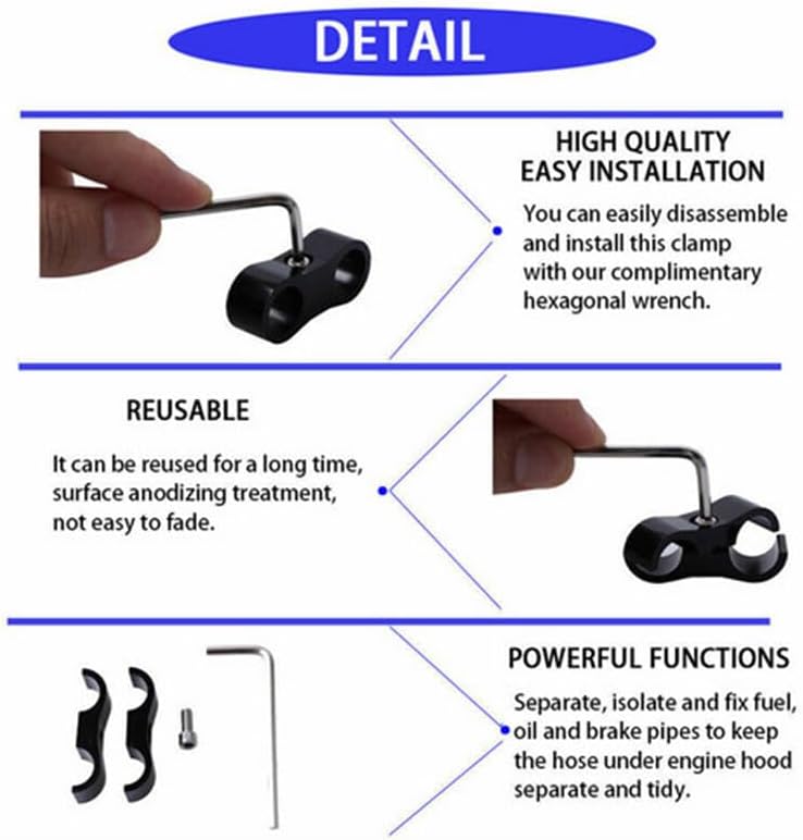 ya 4 8.24 baidi 4-8Pcs AN12 Hose Separator Clamp Fitting Connector Oil Fuel Hose Line Adapt
