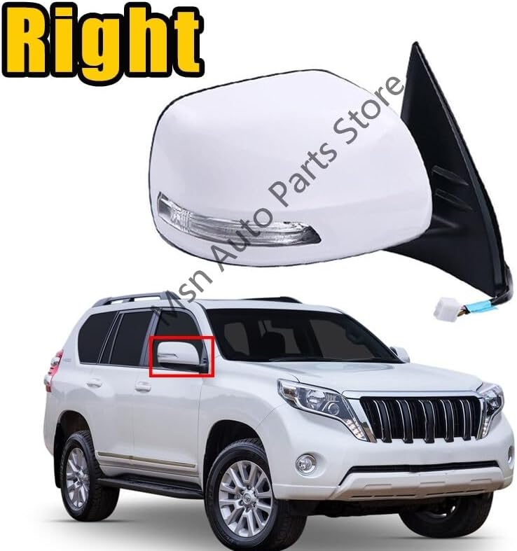 ya 11 9.14 baidiRight Rear Door Mirror White for Toyota for for Land Cruiser Prado 150 Series 2009-2013