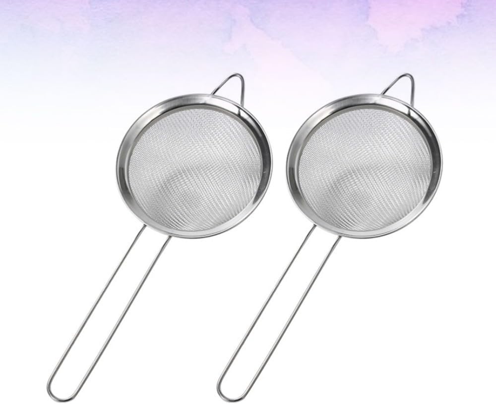 ya 14 9.20 baidi 2 Pcs Handheld Flour Sieve Stainless Steel Powdered Sugar Net Mesh Sifter-1