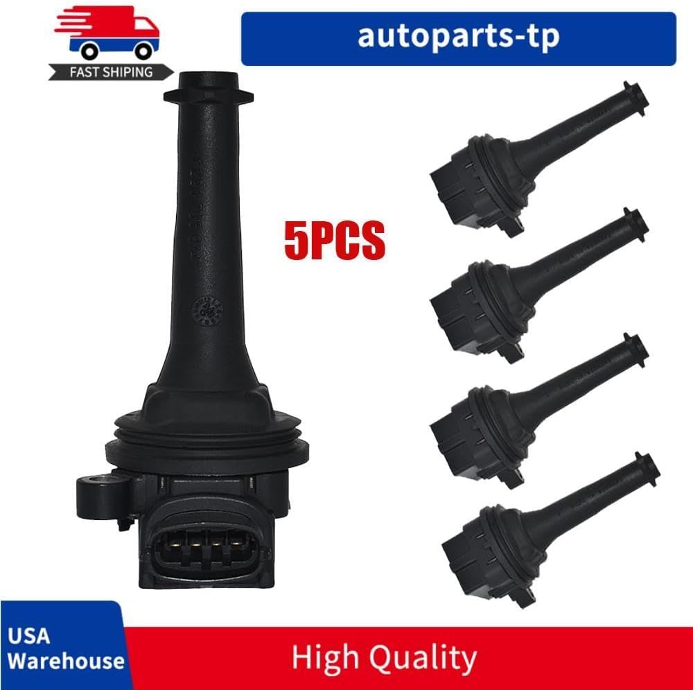 ya 9 10.24 Set of 5 Ignition Coils for Volvo C70 S60 S70 S80 V70 XC70 XC90 L5 L6 2.5L UF341
