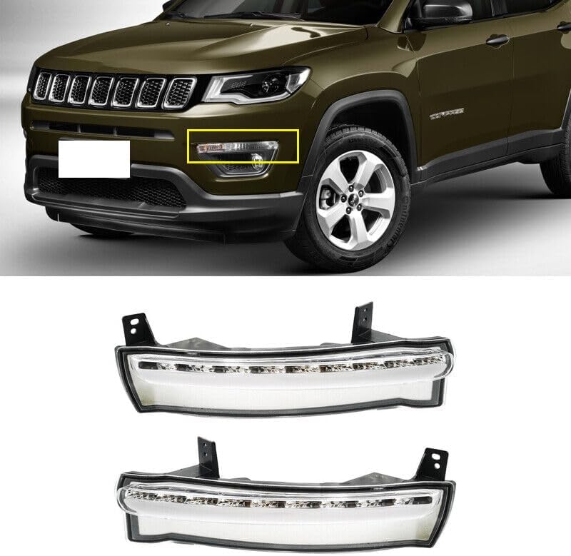 ya 2 8.15 A pair of LED DRL daytime running lights and fog lights suitable for Jeep Compass 2017-2019