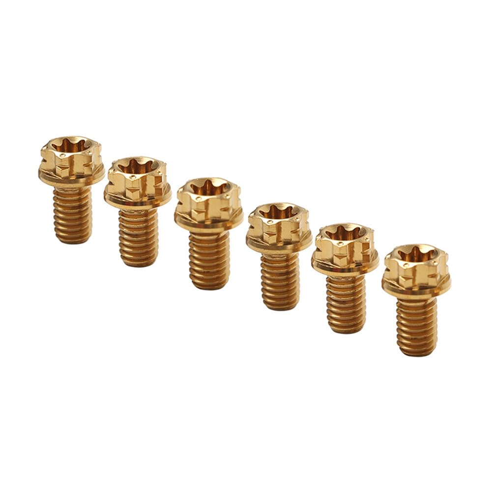 ya 9 10.24 6pcs Bolts Torx Head Flange Screw M8x15mm Gold for Motorcycle Bike