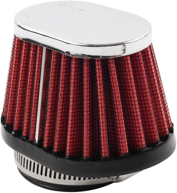 ya 5 8.10 55MM 2.17 Motorcycle Oval Air Intake Filter Cleaner Pod Washable Reusable Red