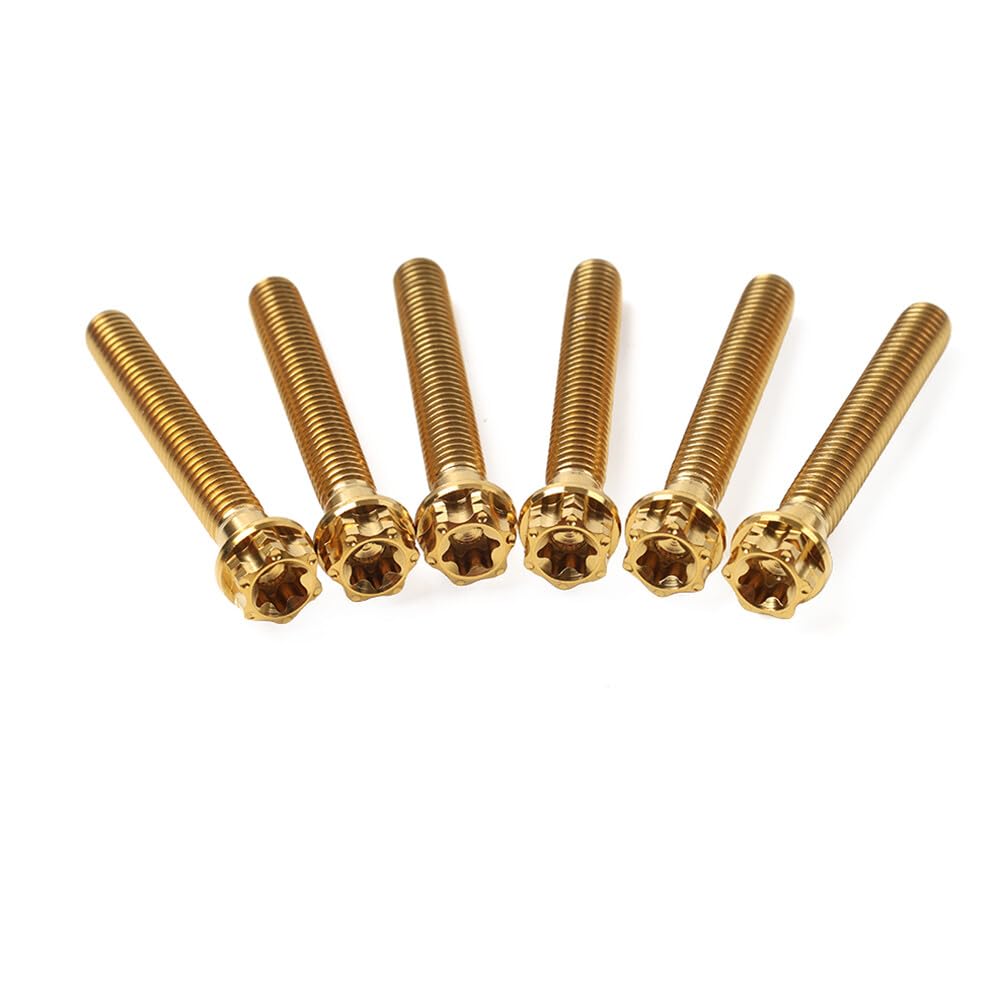 ya 9 10.24 6pcs Bolts Torx Head Flange Screws M10x50mm Gold for Motorcycle Bike