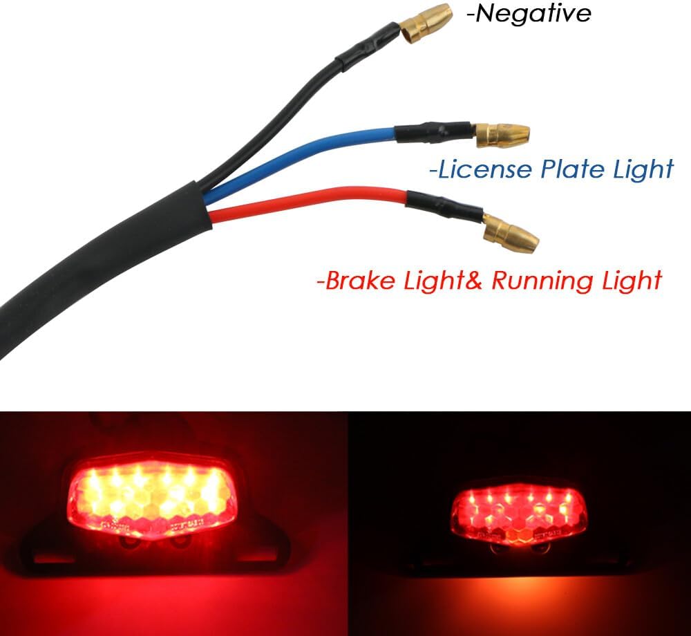 ya 4 8.14 Universal Motorcycle LED Tail Light Brake Signal Integrated License Plate Light