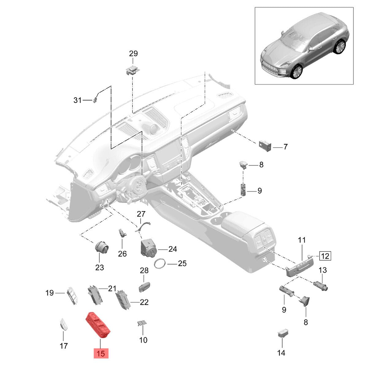 ya 6 8.14 Front Left Window Switch Button Panel Suitable for Porsche Cayenne/Macan/for Panamera