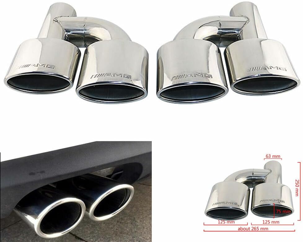 ya 6 8.24 baidi Pair 2.5'' ID Engraved AMG Dual Oval End Tip for Mercedes-benz C-class
