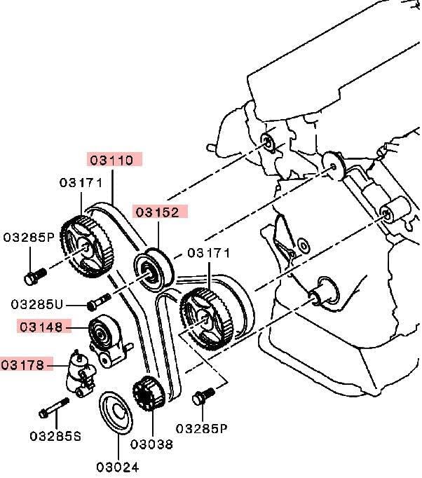 ya 10 9.16 baidi 4pcs Timing Kit fit for Mitsubishi 3.0 for Outlander ZG ZH 2006-2012 CW6W