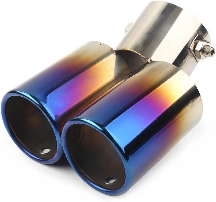 ya 14 9.20 zhengce Universal Stainless Steel Car Rear Dual Pipe Tail Muffler Tip Tailpipe-1