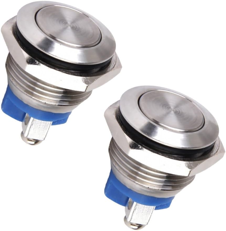 ya 13 9.15 baidi 16mm Flat Head Momentary Push Button Switch 2Pcs for Boat Car Doorbell