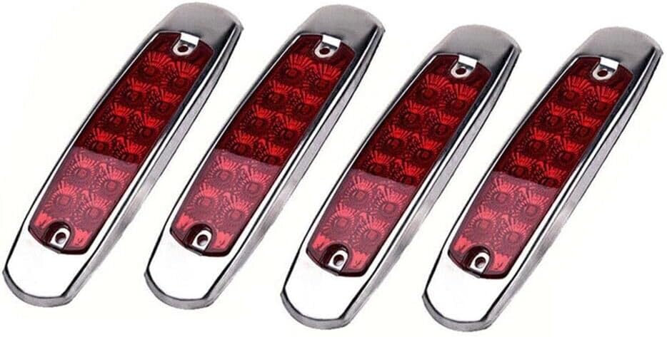 ya 13 9.15 baidi 4-Red 12 LED Sealed Side Marker Clearance Light Fish Shape Truck Trailer 12