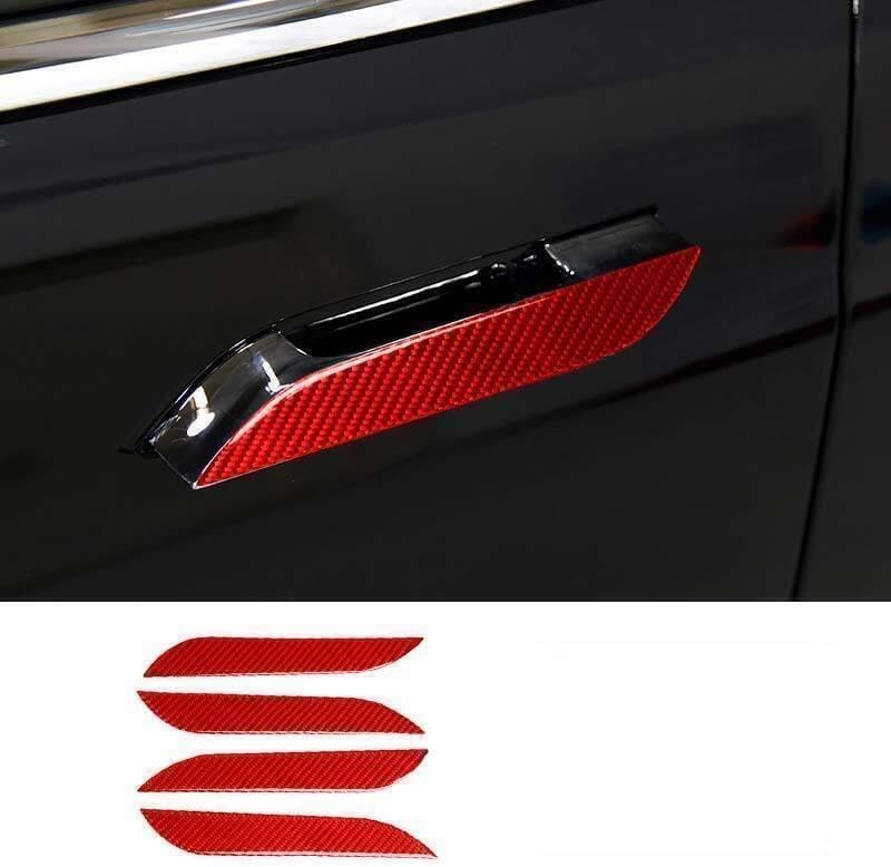 ya 2 8.15 for Tesla Model S 2014-2019 Red Carbon Fiber Exterior Door Handle Cover Trim 2 pcs