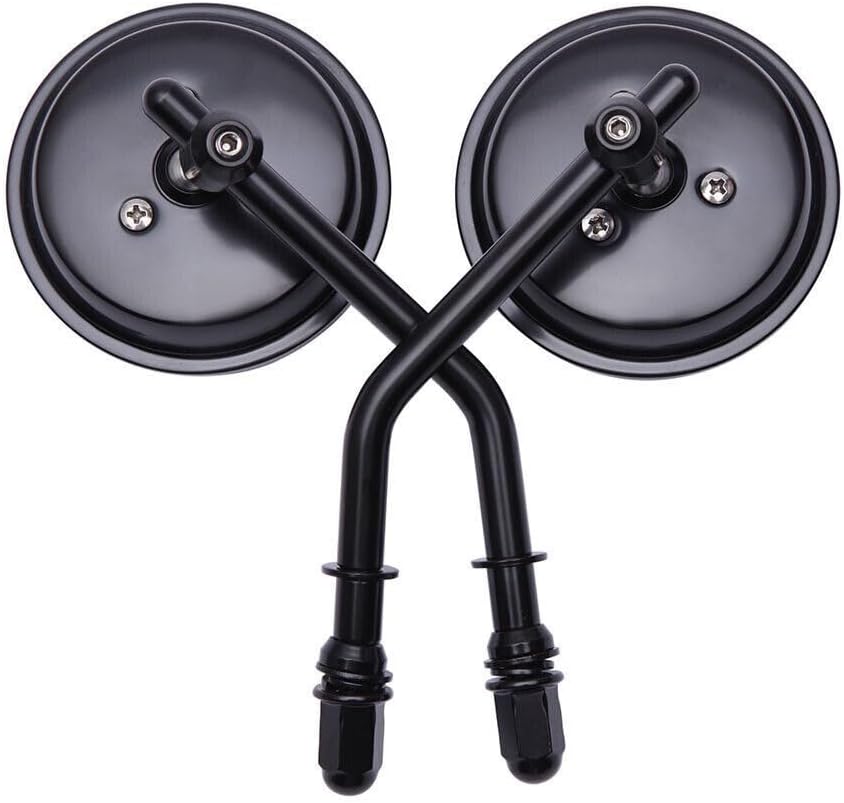 ya 2 8.15 2PCS Motorcycle Black Round Side Rear View Mirrors Rearview for 8mm Threaded
