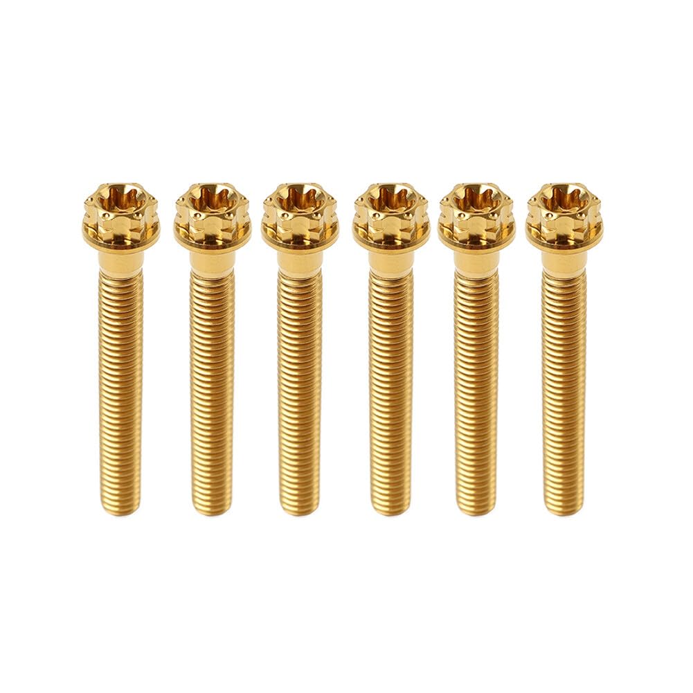 ya 9 10.24 6pcs Bolts Torx Head Flange Screws M10x55mm gFor Motorcycle Bike Gold
