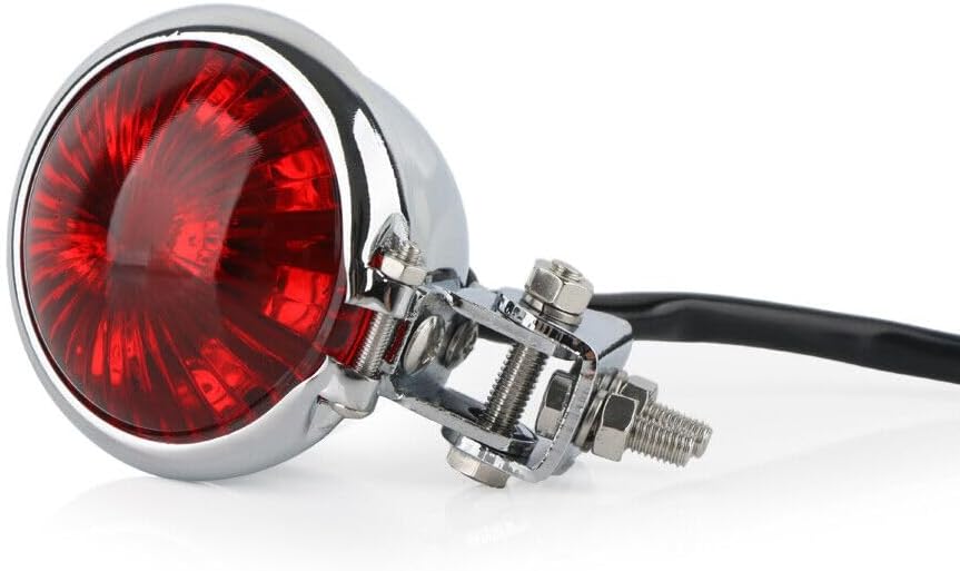 ya 4 8.14 Motorrad LED Rund R¨¹cklicht Bremsleuchte Chrome Rot f¨¹r Harley Chopper Bobber