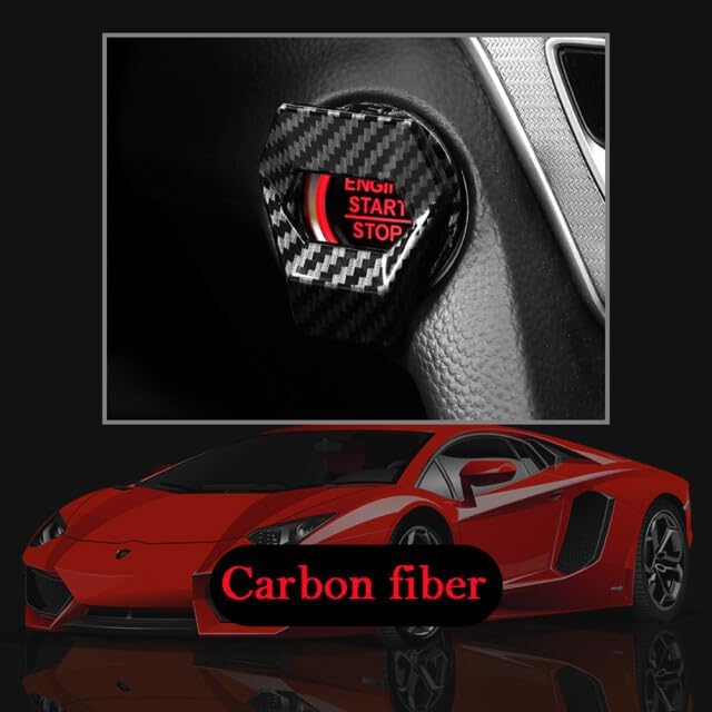 ya 4 8.24 baidi Universal Car Engine Start Stop Button Cover Decorative Carbon Fiber Black