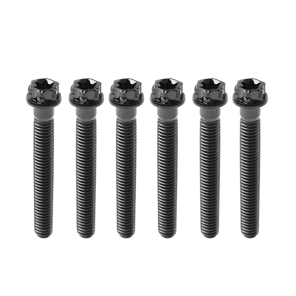 ya 6 8.14 6pcs Bolts Torx Head Flange Screws M6x60mm Black for Motorcycle Bike