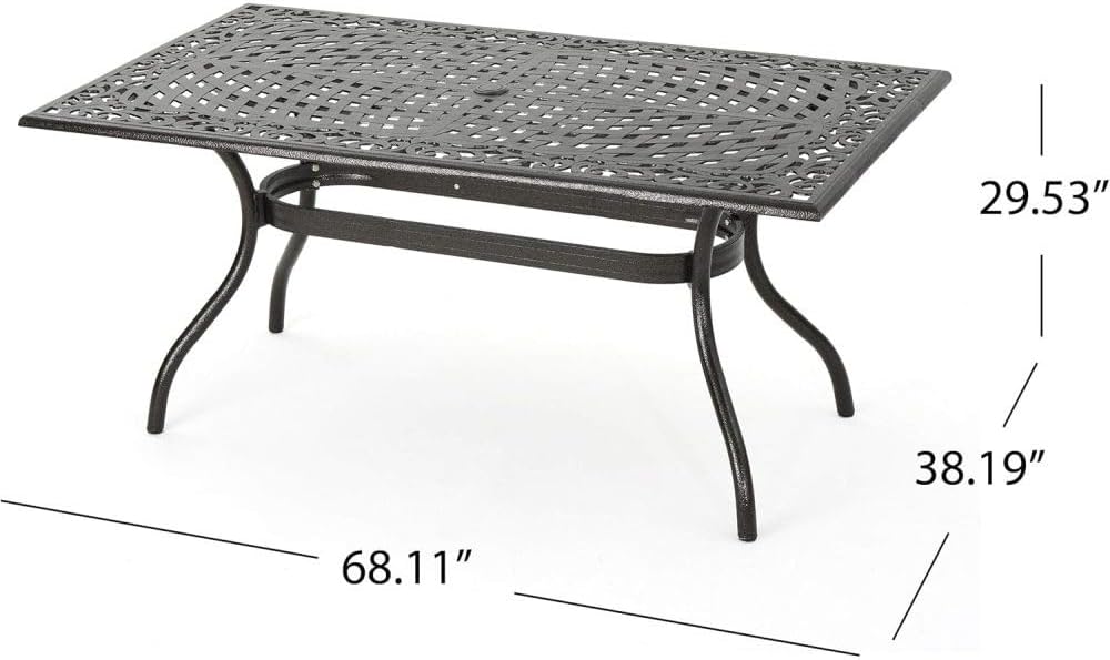 ya 28 10.13 baidi Ravenna 6 - Person Bronze Metal Patio Dining Set Rectangular Table