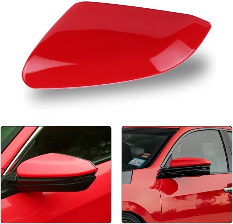 ya 11 9.14 baidi1X Driver Left Side Door Mirror Cover Cap Red for Honda for Civic 2016 2017 18-2021