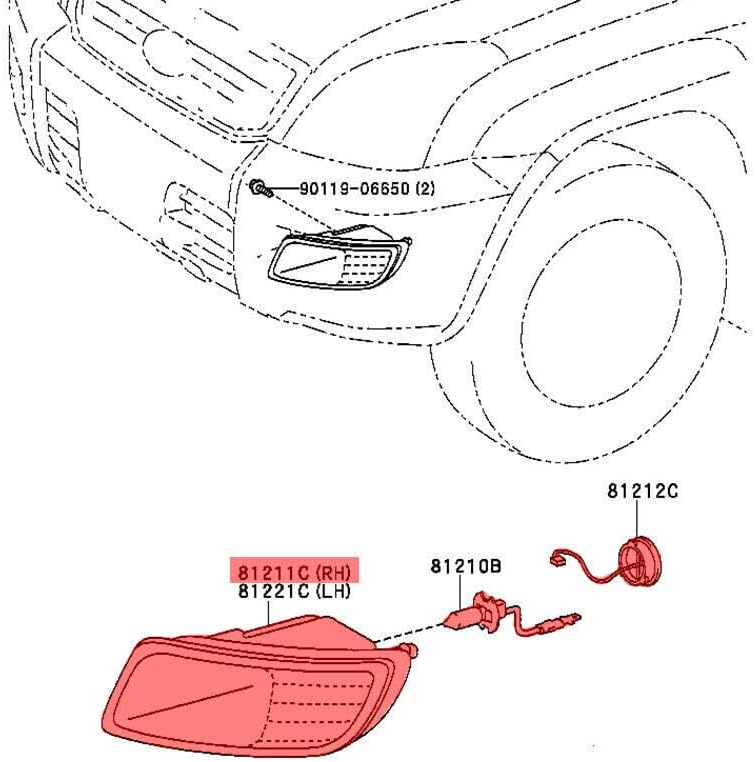 ya 4 8.24 baidi Right front bumper fog lamp right hand fog lamp assembly suitable for Lexus GX470 2003-2009
