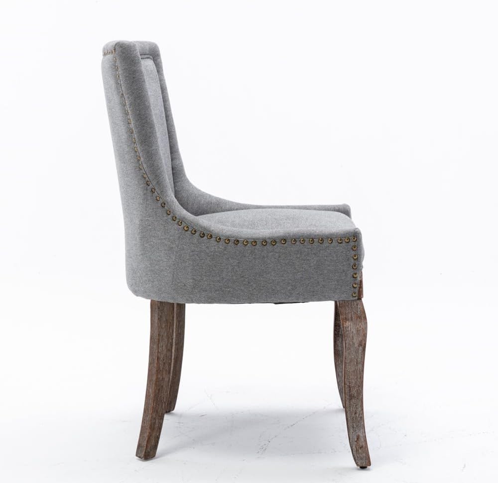 ya 28 10.13 baidi Gray Furniture Side Dining Set of 2 Thickened Fabric & Solid Wood Legs