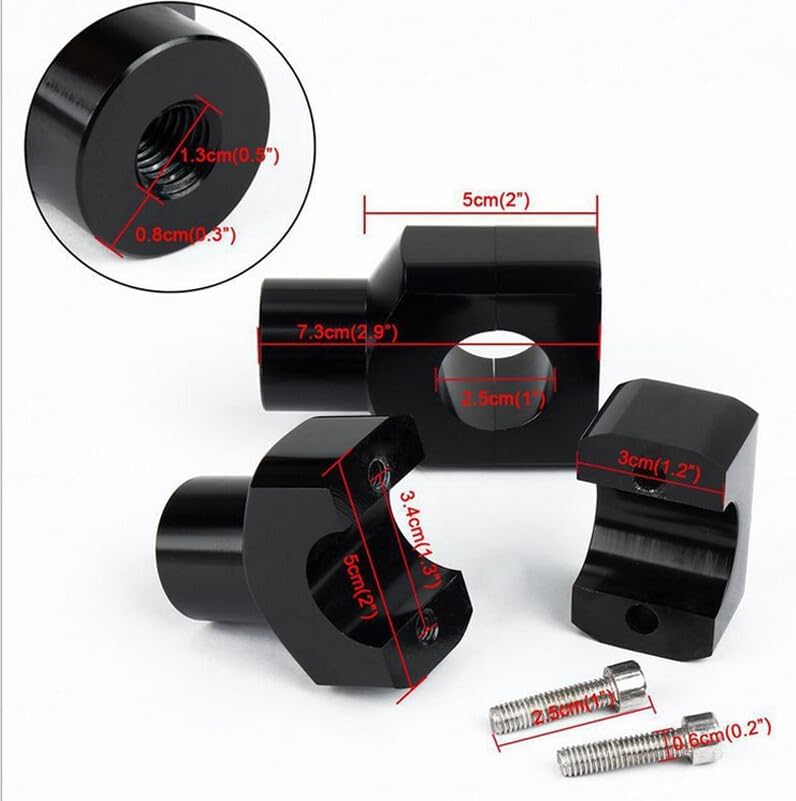 ya 4 8.8.2 2pcs Motorcycle 1 Inch Handlebar Riser Mount Aluminum Alloy Suitable for Most Cruisers Bobber Chopper