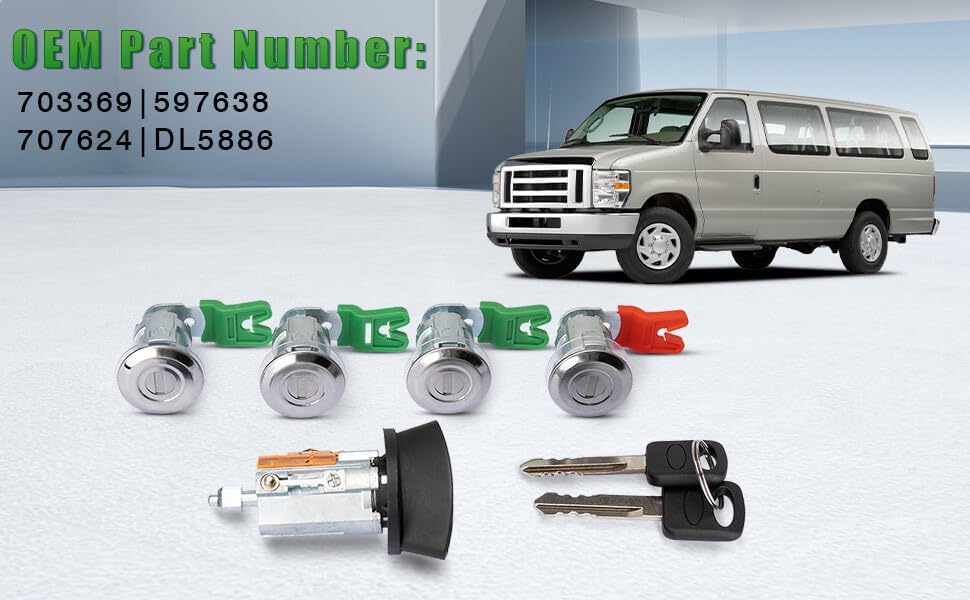 ya 11 9.14 baidi597638 Ignition Key Switch Door Lock Cylinder Kit for Ford E-150 E250 E350 6.8L