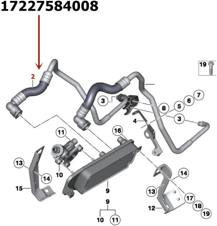 ya 10 9.16 baidi Transmission Cooling Oil Inlet Outlet Line for BMW 7 Series F01 F02 17227584008