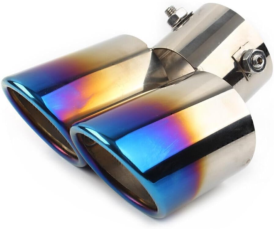 ya 14 9.20 zhengce 1x Car Rear Dual Pipe Tail Muffler Tip Throat Blue Tailpipe Accessories