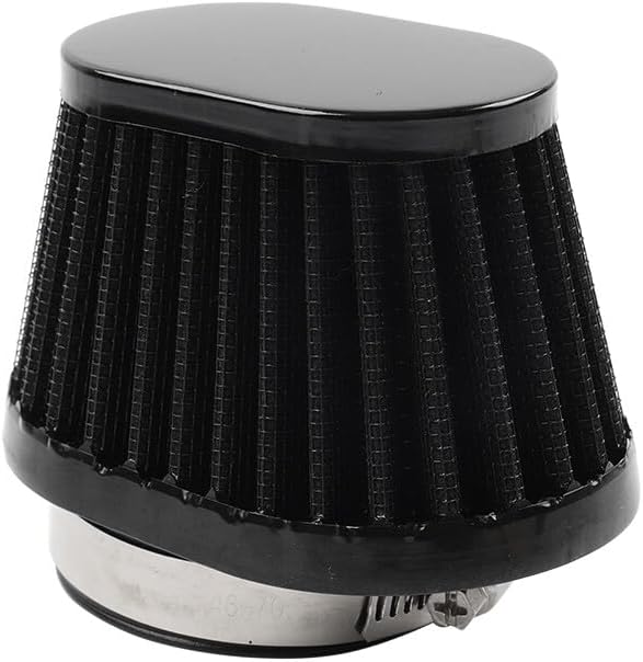 ya 5 8.10 55MM 2.17 Motorcycle Oval Air Intake Filter Cleaner Pod Washable Reusable Black