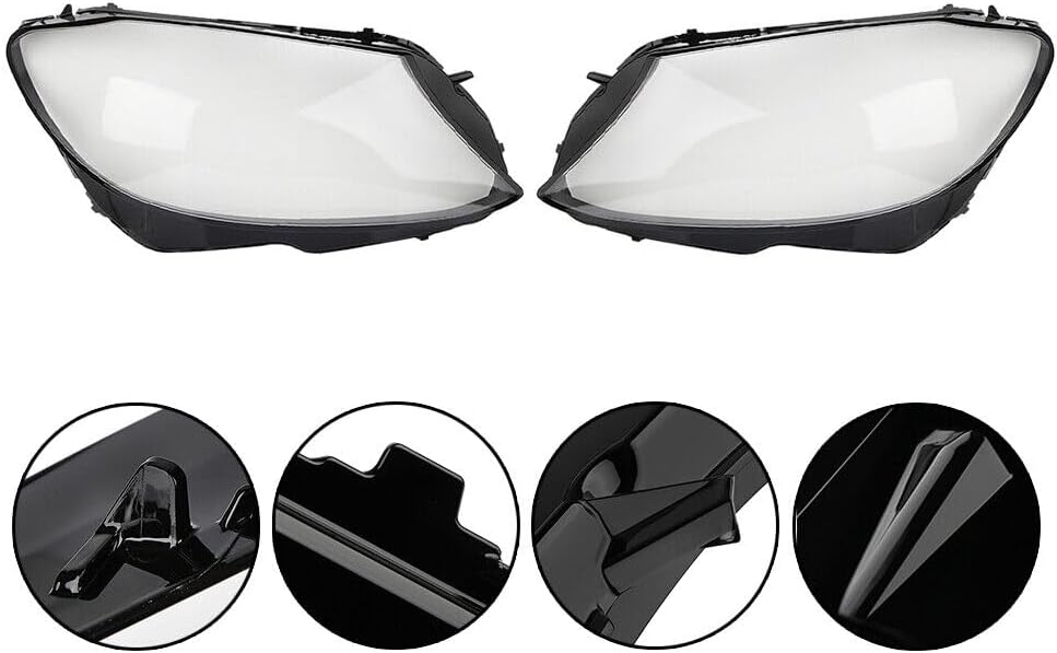 ya 4 8.10 Pair Headlight Lens Covers Clear Front for Mercedes-Benz C-Class W205 C200 14-17