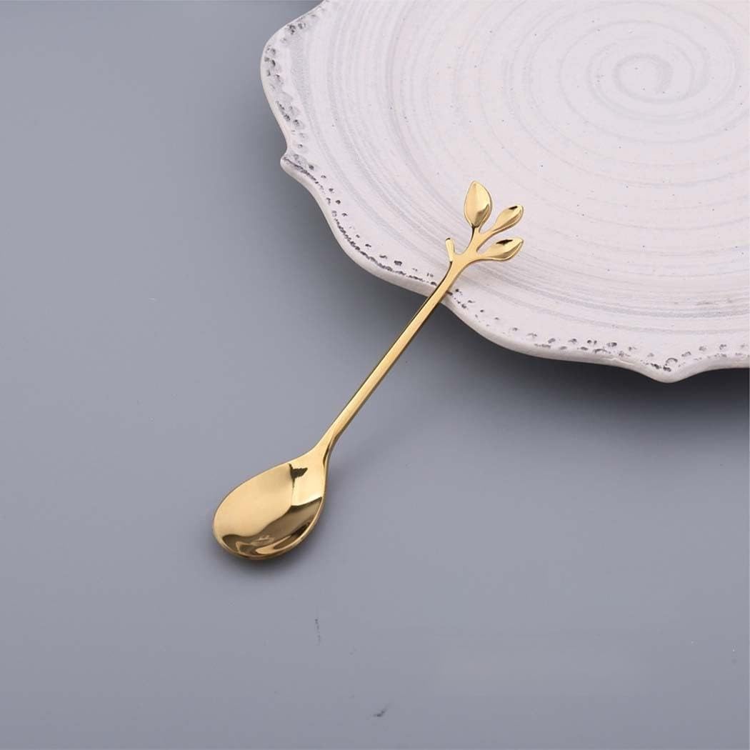 ya 14 9.20 baidi Spoon Cute Dessert Desserts Seafood Stainless Steel Cocktail Coffee Leaf-1