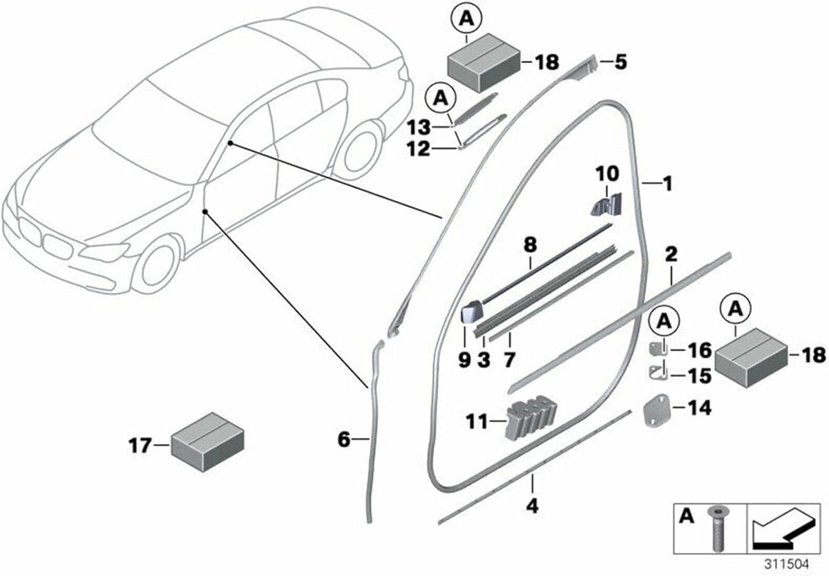 ya 10 9.16 baidi 51 33 7 178 007 for BMW 7 F01 Front Left Door Rubber Seal 7178007 513371780076I
