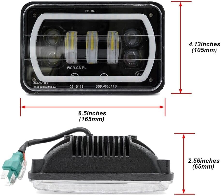 ya 7 8.24 baidi 2 Pack 4x6 Inch LED High/Low Beam DRL Turn Signal Driving Lights for Ford for Mustang GT Probe