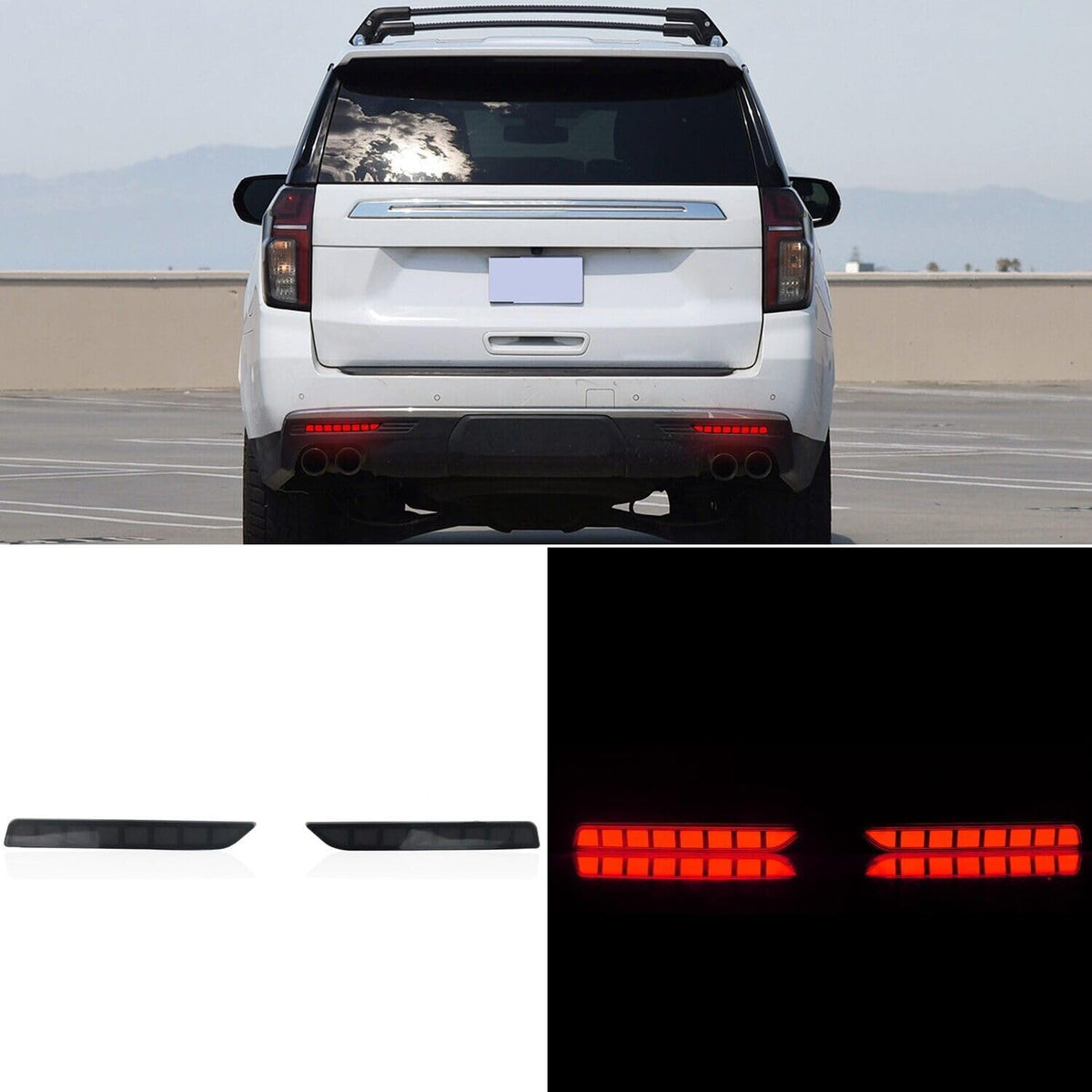ya 4 8.8 for Chevrolet Suburban 2021-2023 Smoked Black LED Rear Bumper Tail Light 1 Set