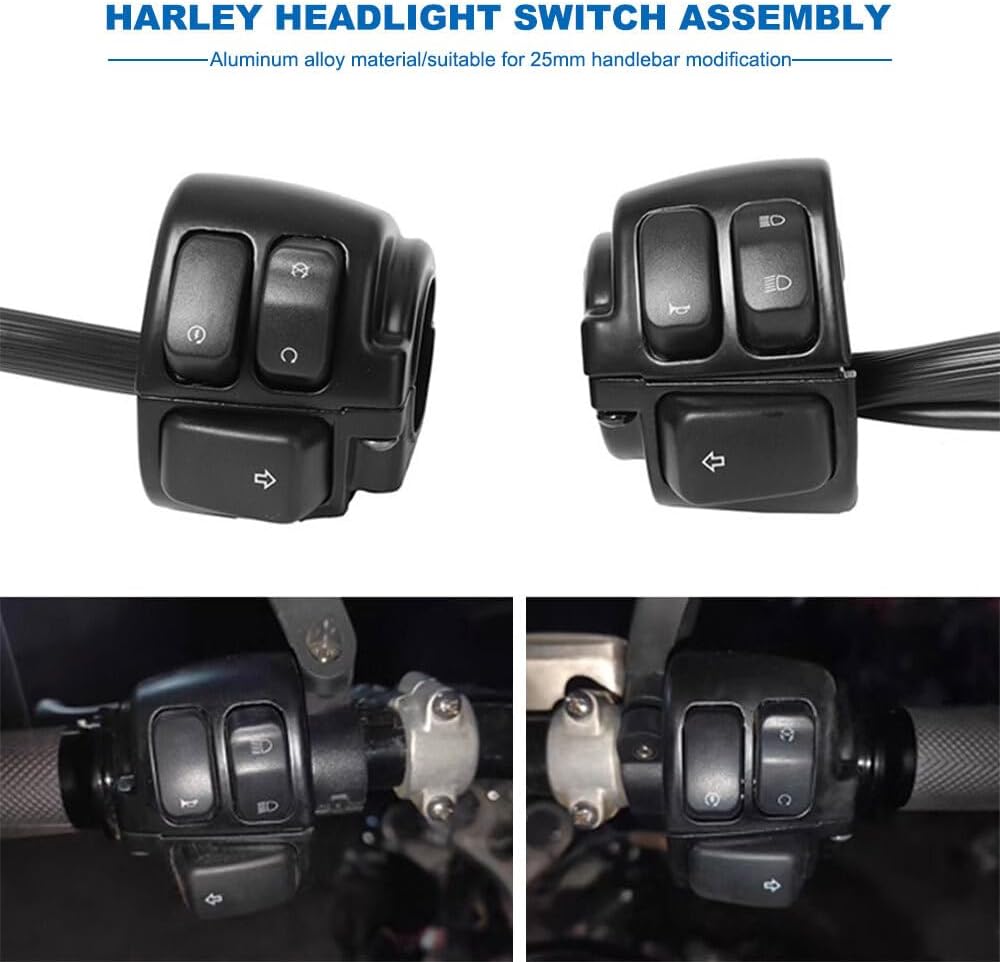 ya 4 8.24 baidi Pair Motorcycle Handlebar Switches Control and Wiring Harness with for Harley