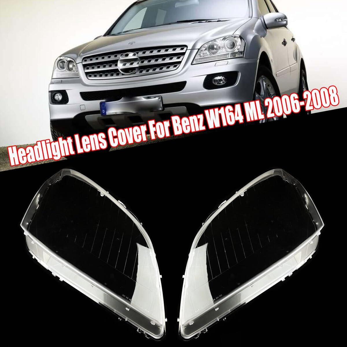 ya 7 8.24 baidi Headlight Clear Lens Cover Shell Replace Lenses for 2006-2008 for Mercedes-Benz W164